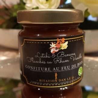 CONFITURE AU FEU BOIS_LETCHI, BANANE FLAMBEES AU RHUM VANILLE